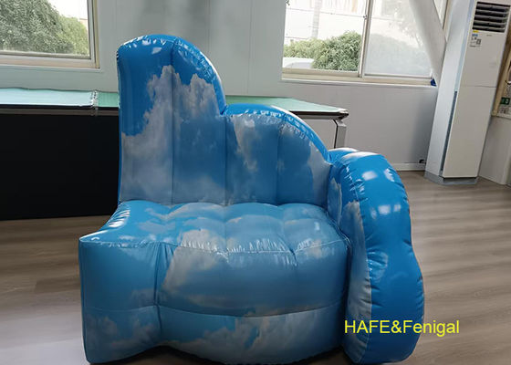 1m Custom Blue Sky Pattern Inflatable Sofa For Personal Relaxation Or Commercial Appeal