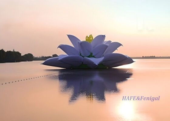 Custom Giant Floating Inflatable Lotus Installation with RGB Lighting for Lakes and Parks