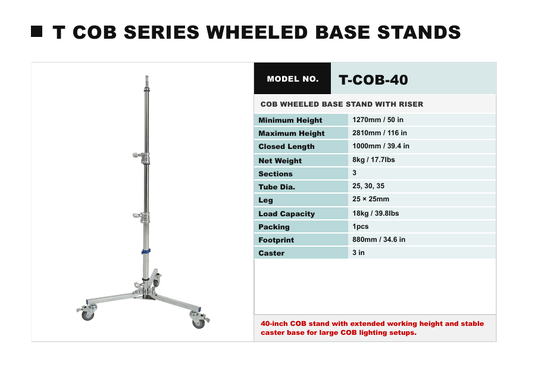 TCOB Series Cine-Grade Steel Light Stand with High-Grade Construction Dual Use and Detachable Legs