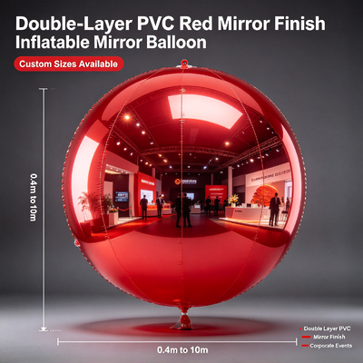 Çift Katmanlı PVC Kırmızı Ayna Finish Şirket Olayları için Özel Boyutlar ile 0,4 m'den 10 m'ye kadar şişme ayna balon